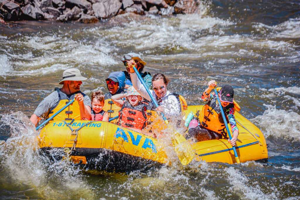 group with kids rafting the upper colorado river